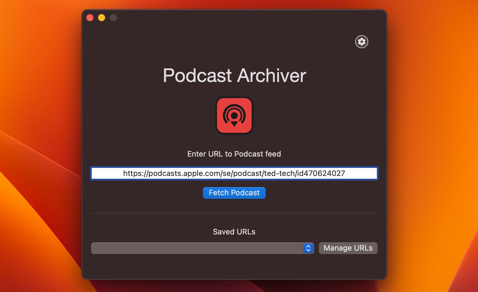 Paste podcast link into Podcast Archiver